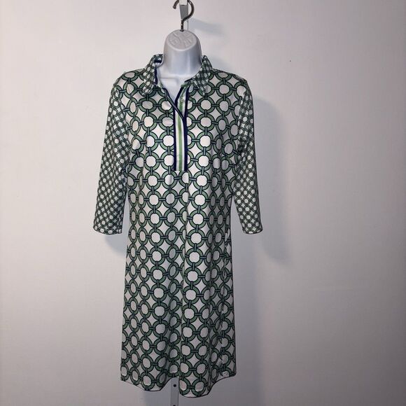 GRETCHEN SCOTT Everywhere Dress Blue Green Women's Size Medium Collared - Picture 2 of 10